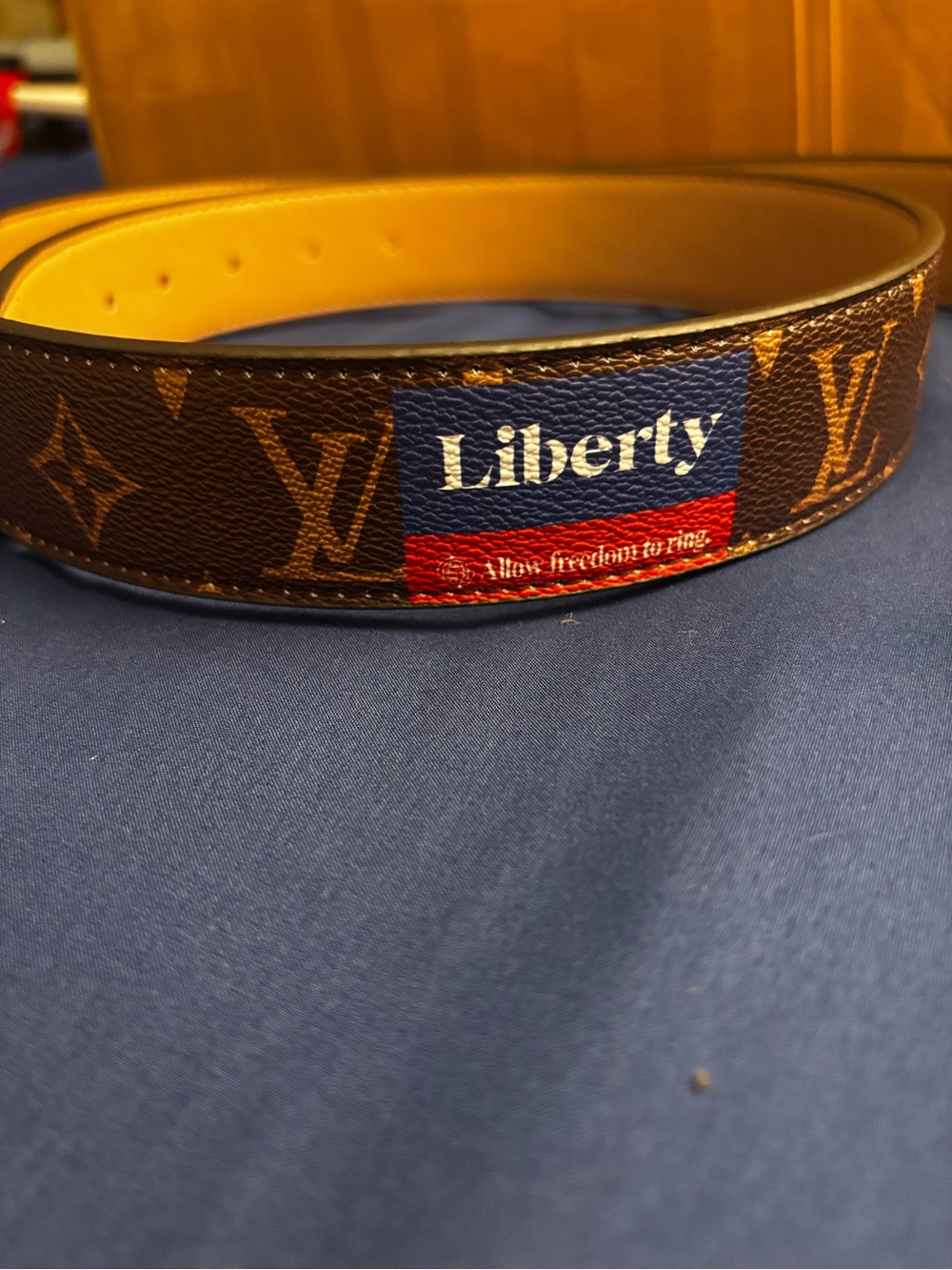 Brand New (I have a Dream ) Brown Monogram Belt with Yellow Patch and LV Buckle - Picture 3 of 7